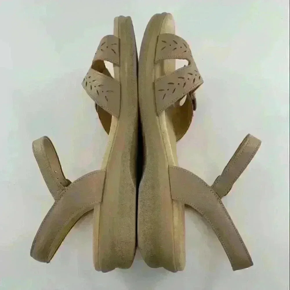 Sas sandals Dua quarter strap 9 N taupe leather Grannycore comfort orthopedic